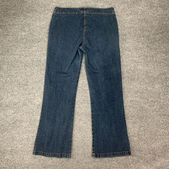 Vintage Soft Surroundings Denim Trousers Women L Large Retro Zip Front Wide Leg - Picture 8 of 13
